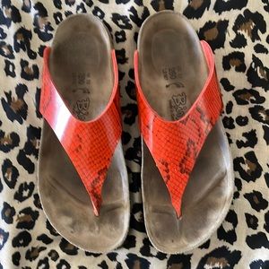 Birkenstock orange sandals size 9. Worn twice. New condition.